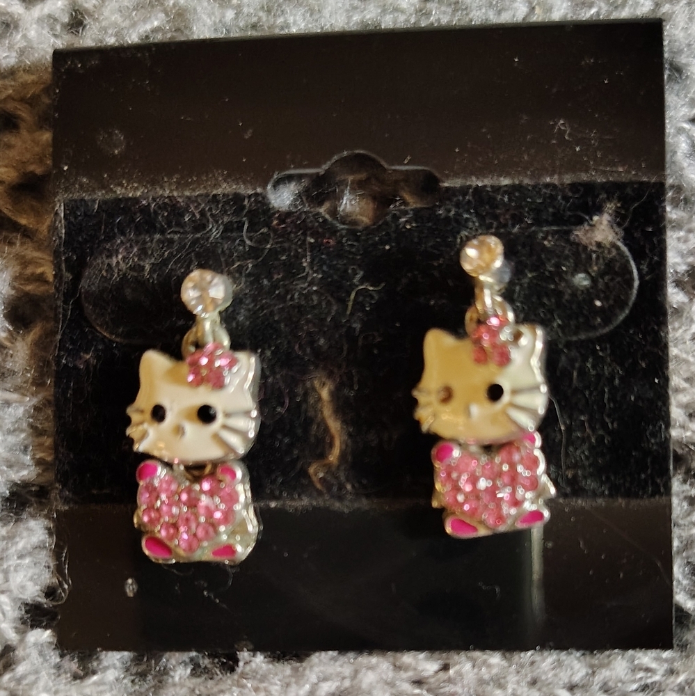 Hello kitty Rhinestone & Enamel Post Earrings